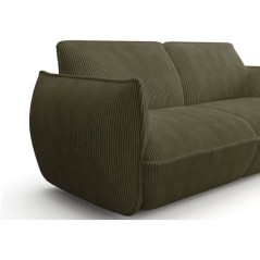Canapé fixe - 3 places - SOFFIO - Tissu Vert - 220 x 98 x 83 cm