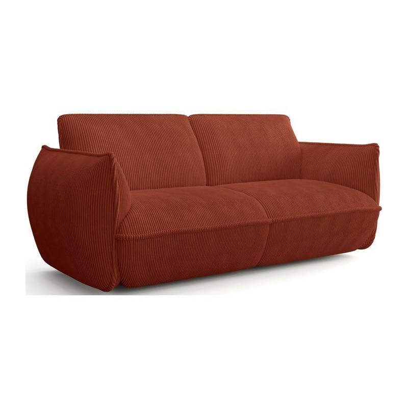 Canapé fixe - 3 places - SOFFIO - Tissu Terracotta - 220 x 98 x 83 cm