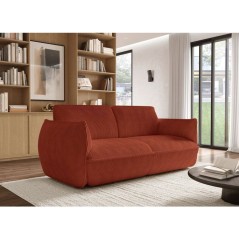 Canapé fixe - 3 places - SOFFIO - Tissu Terracotta - 220 x 98 x 83 cm