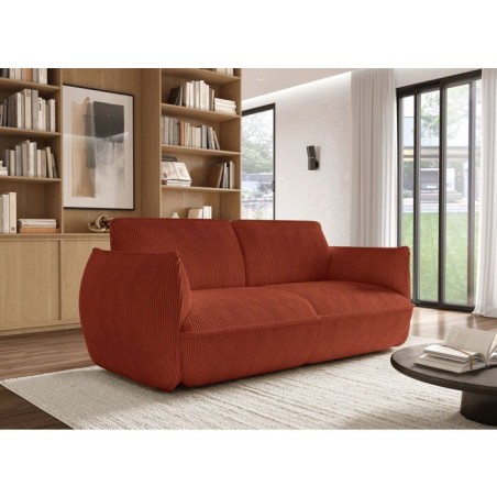 Canapé fixe - 3 places - SOFFIO - Tissu Terracotta - 220 x 98 x 83 cm