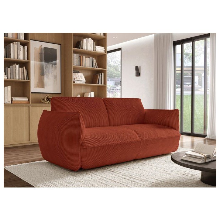Canapé fixe - 3 places - SOFFIO - Tissu Terracotta - 220 x 98 x 83 cm Canapé fixe - 3 places - SOFFIO - Tissu Terracotta - 220 x 98 x 83 cm