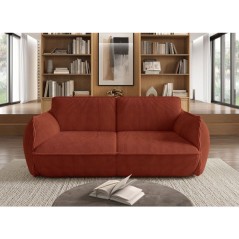 Canapé fixe - 3 places - SOFFIO - Tissu Terracotta - 220 x 98 x 83 cm