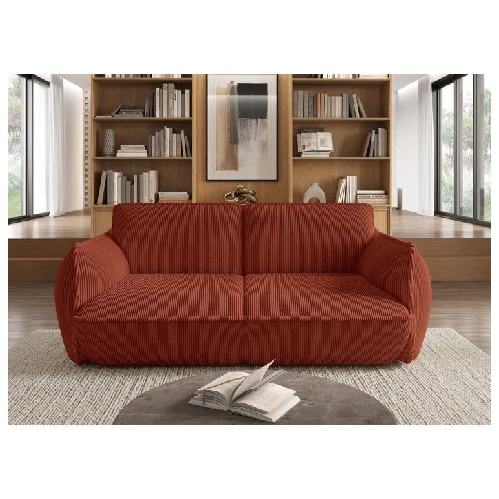 Canapé fixe - 3 places - SOFFIO - Tissu Terracotta - 220 x 98 x 83 cm Canapé fixe - 3 places - SOFFIO - Tissu Terracotta - 220 x 98 x 83 cm