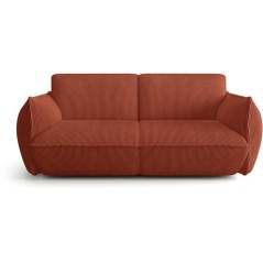 Canapé fixe - 3 places - SOFFIO - Tissu Terracotta - 220 x 98 x 83 cm