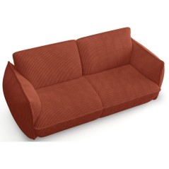 Canapé fixe - 3 places - SOFFIO - Tissu Terracotta - 220 x 98 x 83 cm