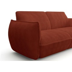Canapé fixe - 3 places - SOFFIO - Tissu Terracotta - 220 x 98 x 83 cm
