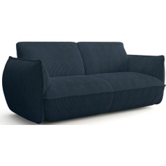 Canapé fixe - 3 places - SOFFIO - Tissu Bleu - 220 x 98 x 83 cm