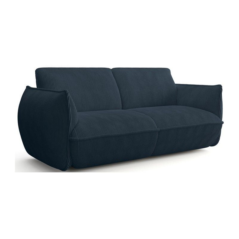 Canapé fixe - 3 places - SOFFIO - Tissu Bleu - 220 x 98 x 83 cm
