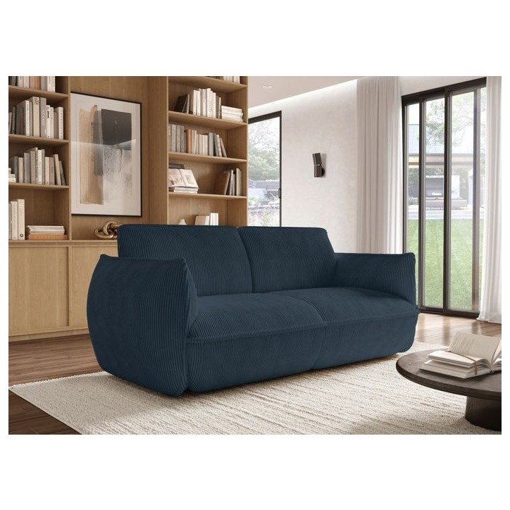 Canapé fixe - 3 places - SOFFIO - Tissu Bleu - 220 x 98 x 83 cm Canapé fixe - 3 places - SOFFIO - Tissu Bleu - 220 x 98 x 83 cm