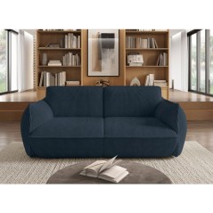 Canapé fixe - 3 places - SOFFIO - Tissu Bleu - 220 x 98 x 83 cm
