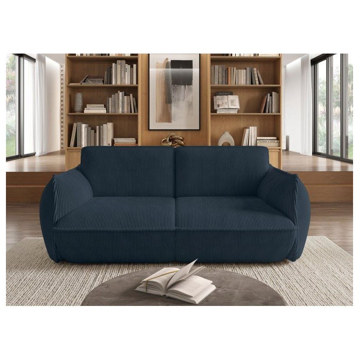 Canapé fixe - 3 places - SOFFIO - Tissu Bleu - 220 x 98 x 83 cm Canapé fixe - 3 places - SOFFIO - Tissu Bleu - 220 x 98 x 83 cm