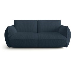 Canapé fixe - 3 places - SOFFIO - Tissu Bleu - 220 x 98 x 83 cm