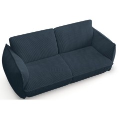 Canapé fixe - 3 places - SOFFIO - Tissu Bleu - 220 x 98 x 83 cm