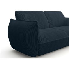 Canapé fixe - 3 places - SOFFIO - Tissu Bleu - 220 x 98 x 83 cm