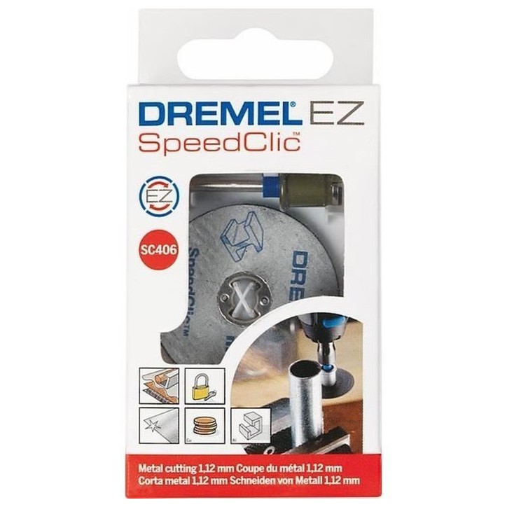 Kit de démarrage DREMEL SC406 - Adaptateur EZ SpeedClic et 2 disques a tronçonner les métaux Ø 38mm Kit de démarrage DREMEL SC406 - Adaptateur EZ SpeedClic et 2 disques a tronçonner les métaux Ø 38mm