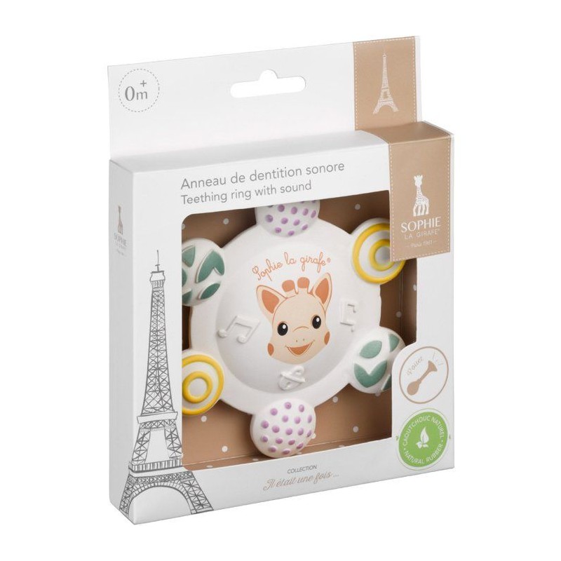 Anneau de dentition - SOPHIE LA GIRAFE - Sonore - 6 textures - Pouet i