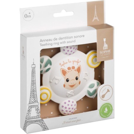 Anneau de dentition - SOPHIE LA GIRAFE - Sonore - 6 textures - Pouet i