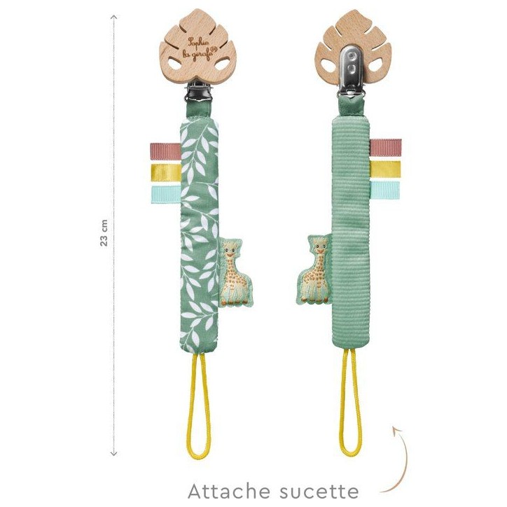Attache-sucette - SOPHIE LA GIRAFE - Jungle - Clip textile - Matieres douces - Couleurs pastel Attache-sucette - SOPHIE LA GIRAFE - Jungle - Clip textile - Matieres douces - Couleurs pastel