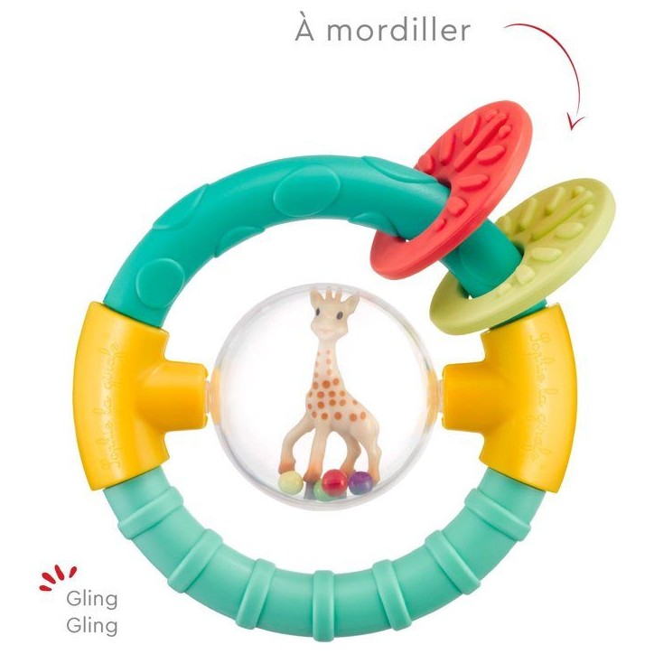 Hochet boule 2-en-1 - SOPHIE LA GIRAFE - Anneau de dentition - Billes sonores - Forme sphérique Hochet boule 2-en-1 - SOPHIE LA GIRAFE - Anneau de dentition - Billes sonores - Forme sphérique