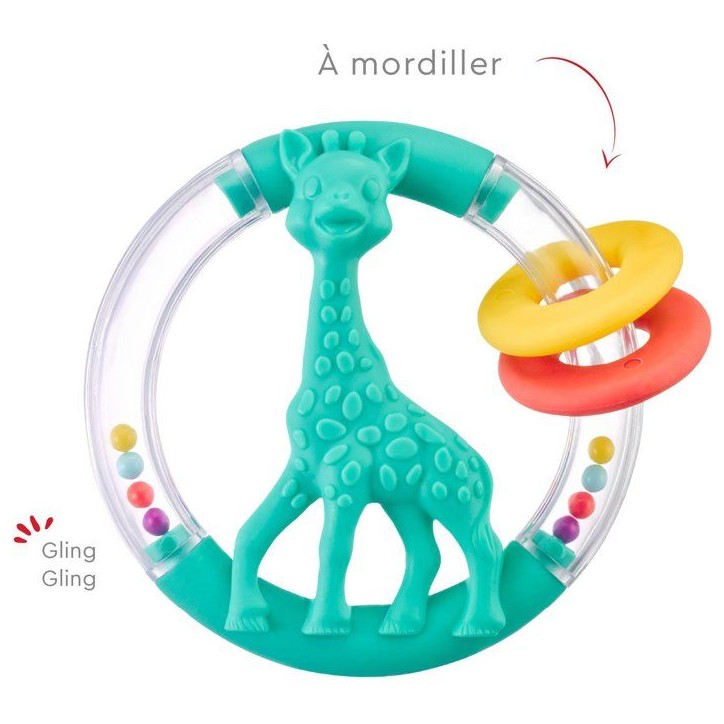 Hochet Silhouette 2-en-1 - SOPHIE LA GIRAFE - Silhouette Sophie - Anneaux colorés - Billes sonores Hochet Silhouette 2-en-1 - SOPHIE LA GIRAFE - Silhouette Sophie - Anneaux colorés - Billes sonores