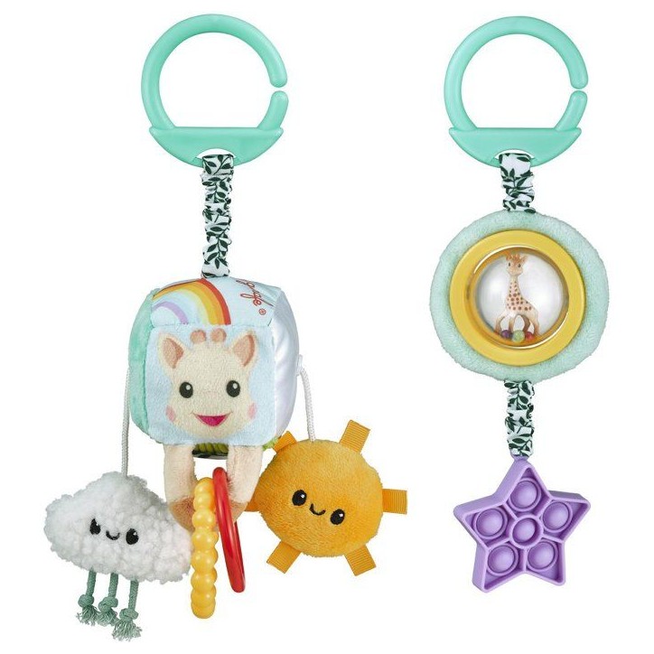 Jouets d'éveil a suspendre - SOPHIE LA GIRAFE - Duo sensoriel - Multi-activités - Accroche facile