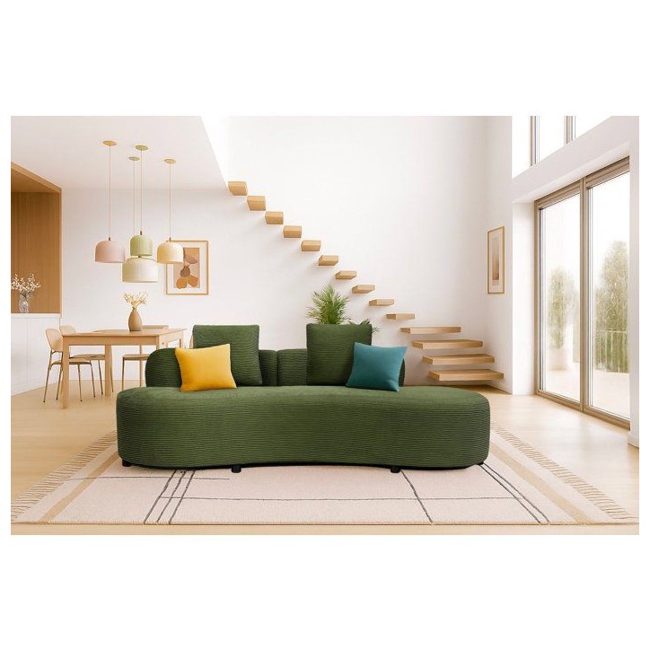 Canapé fixe - 4 places - SOPHIE - Tissu Vert - 232 x 94 x 70 cm Canapé fixe - 4 places - SOPHIE - Tissu Vert - 232 x 94 x 70 cm