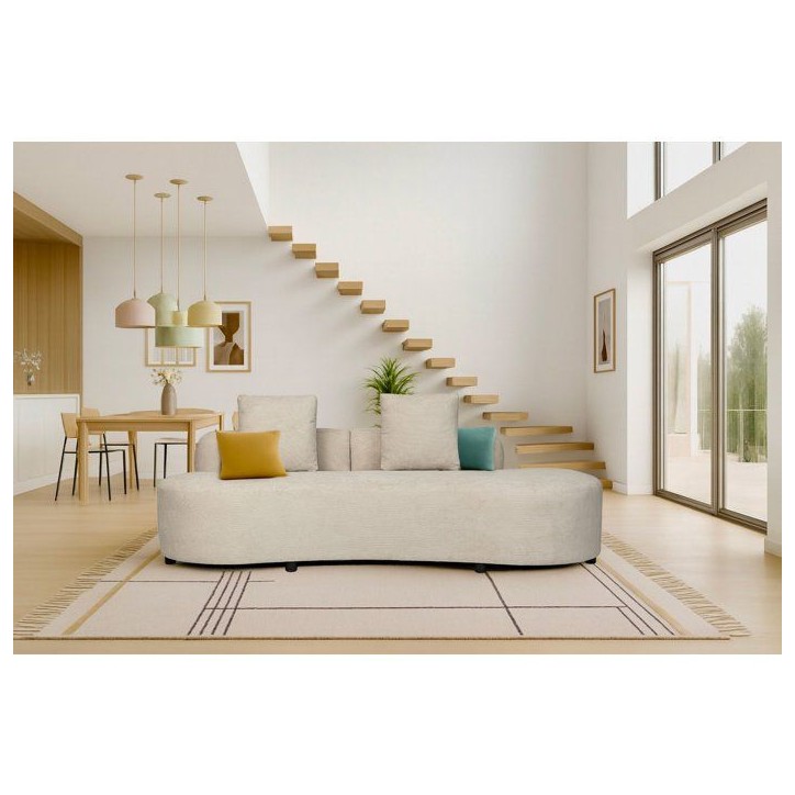 Canapé fixe - 4 places - SOPHIE - Tissu Beige - 232 x 94 x 70 cm Canapé fixe - 4 places - SOPHIE - Tissu Beige - 232 x 94 x 70 cm
