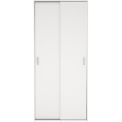 Armoire de chambre - SPACE - Blanc - 2 portes coulissantes - 77,6 x 48