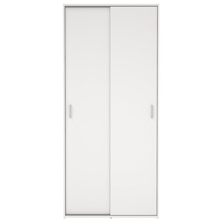 Armoire de chambre - SPACE - Blanc - 2 portes coulissantes - 77,6 x 48,3 x 175,4 cm Armoire de chambre - SPACE - Blanc - 2 portes coulissantes - 77,6 x 48,3 x 175,4 cm