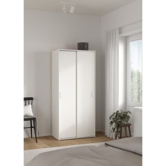 Armoire de chambre - SPACE - Blanc - 2 portes coulissantes - 77,6 x 48,3 x 175,4 cm