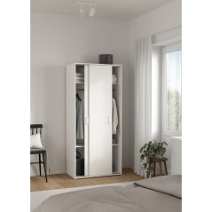 Armoire de chambre - SPACE - Blanc - 2 portes coulissantes - 77,6 x 48