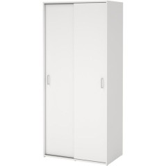 Armoire de chambre - SPACE - Blanc - 2 portes coulissantes - 77,6 x 48