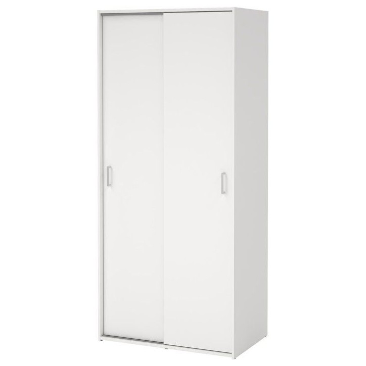 Armoire de chambre - SPACE - Blanc - 2 portes coulissantes - 77,6 x 48,3 x 175,4 cm Armoire de chambre - SPACE - Blanc - 2 portes coulissantes - 77,6 x 48,3 x 175,4 cm