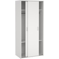 Armoire de chambre - SPACE - Blanc - 2 portes coulissantes - 77,6 x 48