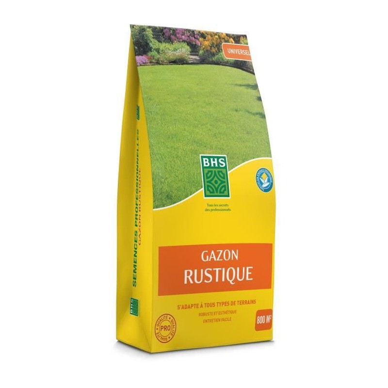 Gazon - BHS - Gazon Rustique 20kg, pour jardins traditionnels et tous Gazon - BHS - Gazon Rustique 20kg, pour jardins traditionnels et tous