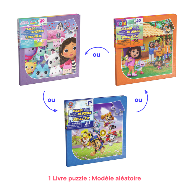 Livres de voyage - Modele aléatoire - 3 puzzles magnétiques -Pat'Patrouille ou Gabby et la Maison Magique ou Dora Livres de voyage - Modele aléatoire - 3 puzzles magnétiques -Pat'Patrouille ou Gabby et la Maison Magique ou Dora