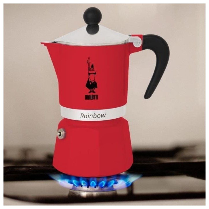 Cafetiere italienne - BIALETTI - RAINBOW - 6 tasses - 0,30 L - Rouge Cafetiere italienne - BIALETTI - RAINBOW - 6 tasses - 0,30 L - Rouge