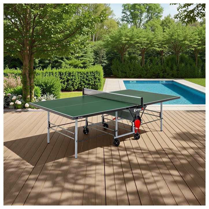 Table tennis de table - SPONETA - S3-46 e - Pliable - Usage extérieur - Filet + rangements + 4 roues doubles pivotantes - Gris/ Table tennis de table - SPONETA - S3-46 e - Pliable - Usage extérieur - Filet + rangements + 4 roues doubles pivotantes - Gris/