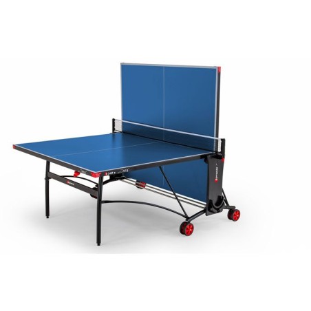 Table tennis de table - SPONETA - S3-87e - Pliable - Usage extérieur - Filet + rangements + roues multi-directionnelles - Bleu/