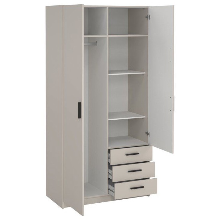 Armoire VEGA - Décor cachemire - 2 portes + 3 tiroirs - L 98,5 x P 49,8 x H200,4 cm Armoire VEGA - Décor cachemire - 2 portes + 3 tiroirs - L 98,5 x P 49,8 x H200,4 cm