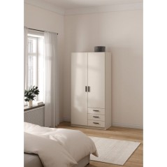 Armoire VEGA - Décor cachemire - 2 portes + 3 tiroirs - L 98,5 x P 49