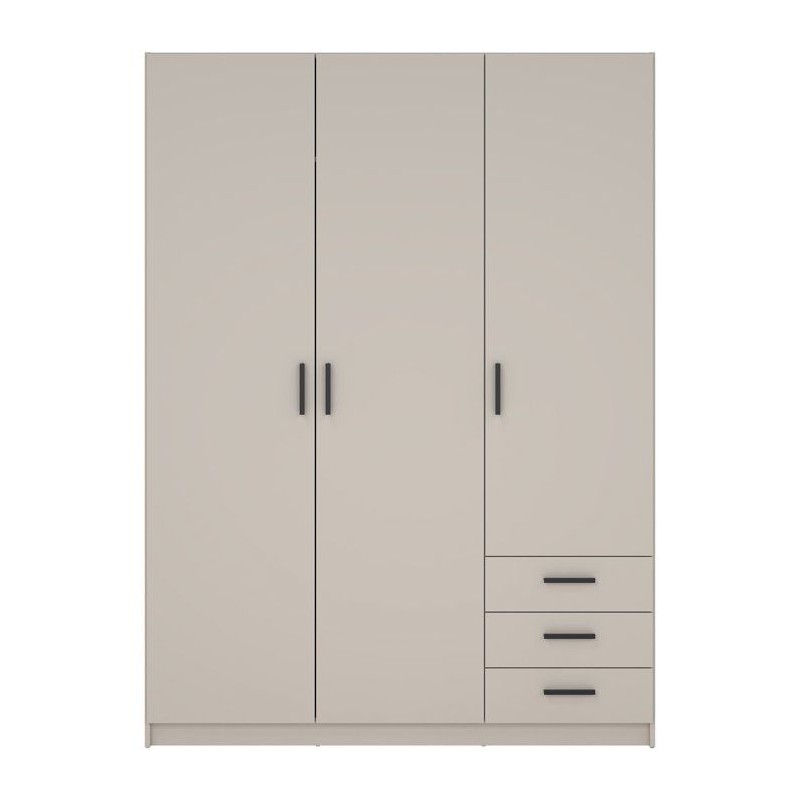 Armoire VEGA - Décor cachemire - 3 portes + 3 tiroirs - L 147 x P 49,