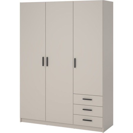 Armoire VEGA - Décor cachemire - 3 portes + 3 tiroirs - L 147 x P 49,8 x H 200,4 cm