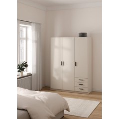 Armoire VEGA - Décor cachemire - 3 portes + 3 tiroirs - L 147 x P 49,