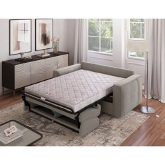 Canapé convertible express - 3 places - SQUARE - Tissu Beige - 200 x 105 x 90 cm