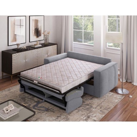 Canapé convertible express - 3 places - SQUARE - Tissu Gris clair - 200 x 105 x 90 cm