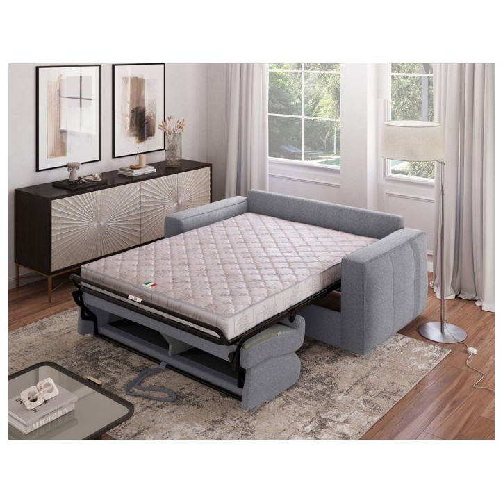 Canapé convertible express - 3 places - SQUARE - Tissu Gris clair - 200 x 105 x 90 cm Canapé convertible express - 3 places - SQUARE - Tissu Gris clair - 200 x 105 x 90 cm