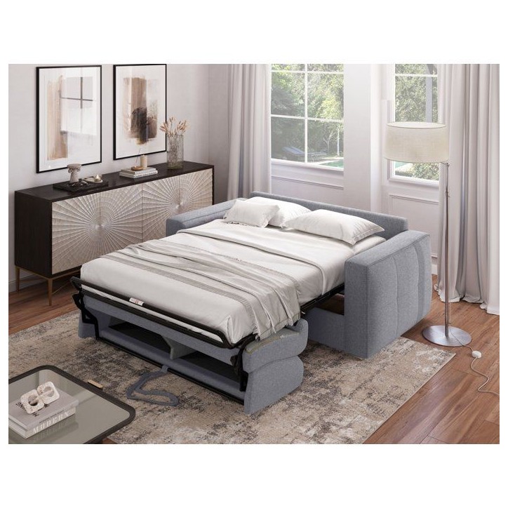 Canapé convertible express - 3 places - SQUARE - Tissu Gris clair - 200 x 105 x 90 cm Canapé convertible express - 3 places - SQUARE - Tissu Gris clair - 200 x 105 x 90 cm