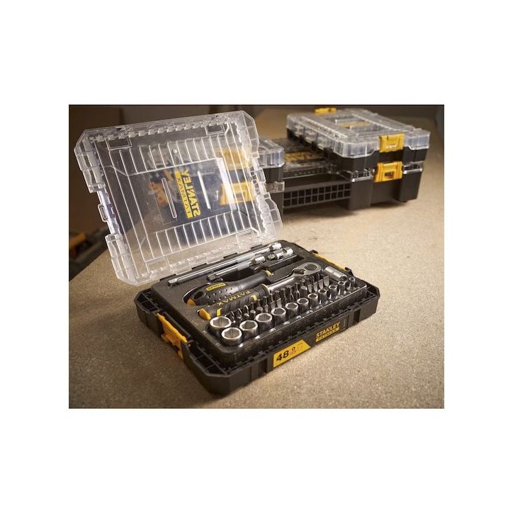 COFFRET DE DOUILLES STAKBOX M - ¼'' STANLEY JEU DE 48 PCS - FATMAX - FMMT98101-0 COFFRET DE DOUILLES STAKBOX M - ¼'' STANLEY JEU DE 48 PCS - FATMAX - FMMT98101-0