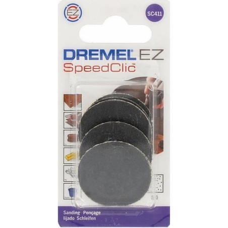 Disques de Ponçage DREMEL S411 EZ SpeedClic - Lot de 6 (Grain 60, Ø 30mm)